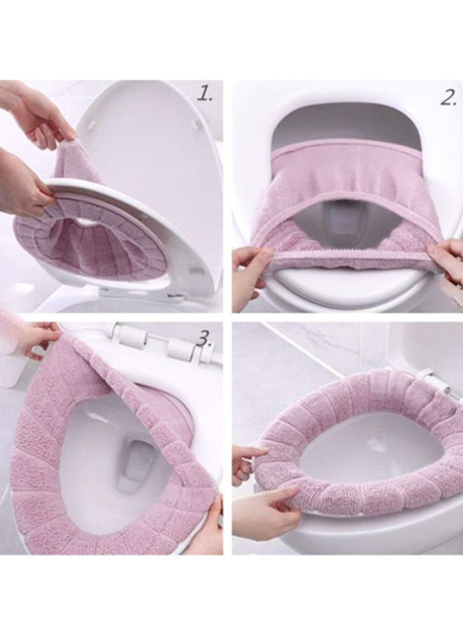 Stretchable Cushioned Toilet Seat Cover Pink 3x1x1cm - Image 2